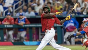 Randy Arozarena durante un juego en el Clásico Mundial de Beisbol