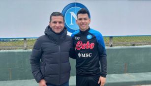 Los Lozano posan para la foto en las instalaciones del Napoli