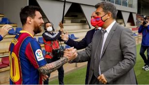 Messi y Joan Laporta cuando el argentino estaba en el Barcelona