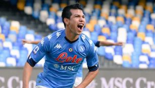 Chucky Lozano celebrando un gol suyo con el Napoli