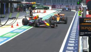 Momento en que Checo casi impacta con Oscar Piastri