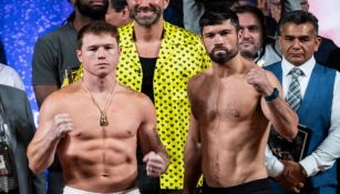 Canelo y Ryder tras la ceremonia de pesaje