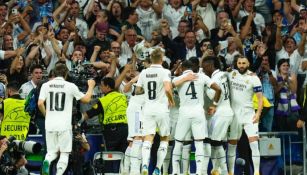 Jugador del Madrid festejan el gol frente al Manchester City