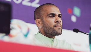 Dani Alves en una conferencia de prensa en Qatar 2022