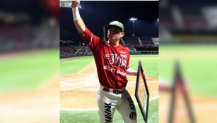 Mexico City, Mexico, July 18, 2021: Jesus Fabela #36 of the Diablos Rojos  catches the ball during the match between Diablos Rojos and Monclova  Acereros of the Mexican Baseball League at Alfredo