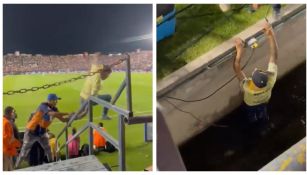 Aficionado del América intenta invadir la cancha y termina mal