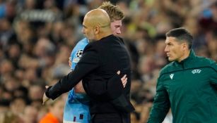 De Bruyne y Guardiola en el juego ante Real Madrid