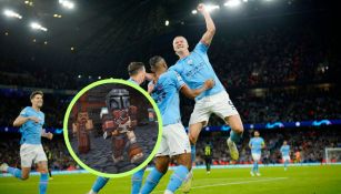 Erling Haaland festejando el pase del City ante el Madrid