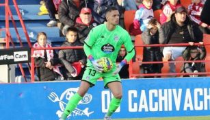 Óscar Whalley durante un partido con el Deportivo Lugo 