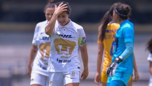 Dania Padilla en un partido de Pumas Femenil