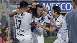 Rayados en celebración de gol en Leagues Cup ante LAFC 