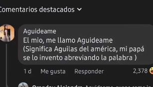 Joven se vuelve viral por su nombre en honor a las 'Águilas del América'