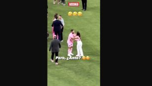 Jordi Alba y Roccuzzo casi se dan 'piquito'