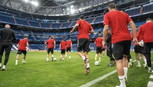 Berlin pisando la cancha del Santiago Bernabéu