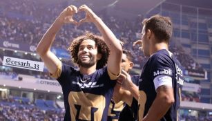 'Chino' Huerta, feliz por darle la victoria a Pumas contra Puebla y conseguir su primer doblete