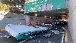 Camión de turistas 'atorado' en el Viaducto, deja 14 heridos 