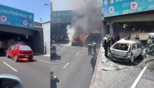 Gente de la zona grabó el momento en que el auto era consumido por las llamas.