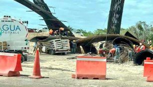 Colapsa estructura del Tren Maya debido a las fuertes lluvias en Chetumal