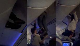 Turbulencia provoca que pasajero quede atorado entre los maleteros y el techo del avión