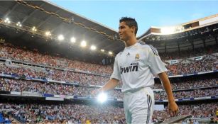 Cristiano Ronaldo en su presentación con el Real Madrid