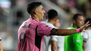 Suárez celebra el segundo gol ante Puebla