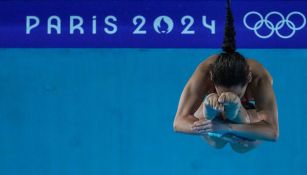 Gabriela Agúndez durante uno de sus clavados en la Final