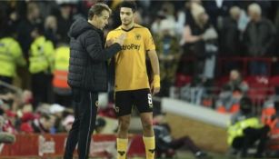 Raúl Jiménez junto a Julen Lopetegui