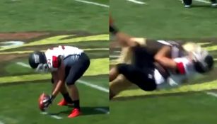 Jugador universitario de futbol americano recibe brutal golpe 