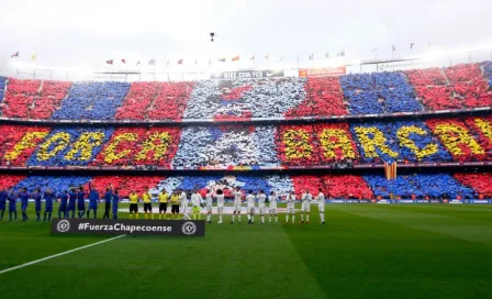  Afición del Barça 'intimida' al Madrid con imponente mosaico 