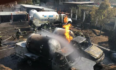 Incendio de dos pipas de gas deja heridos en Milpa Alta