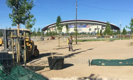 Inmediaciones del Wanda Metropolitano, en obras previo a Final de Champions