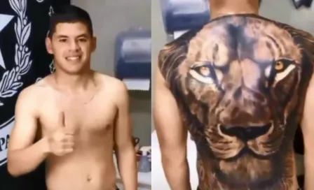 Richard Sánchez se tatuó un león gigante