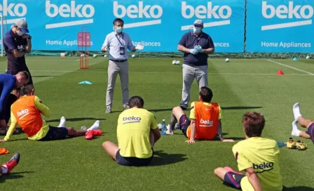 Josep Maria Bartomeu visitó el entrenamiento del Barcelona 