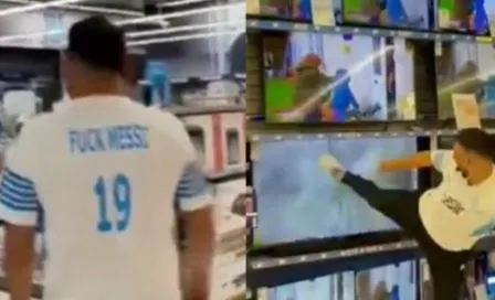 Video: Aficionado del Marsella rompe pantallas en tienda tras fichaje de Messi por el PSG