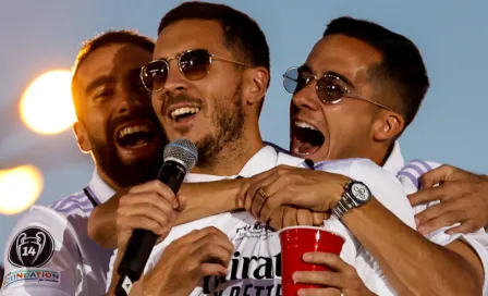 Hazard durante la celebración del Madrid en Cibeles: "El próximo año voy a darlo todo para vosotros"