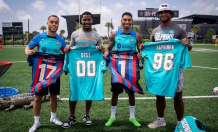 Barcelona: Futbolistas convivieron con jugadores de Miami Dolphins de la NFL