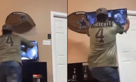 NFL: Aficionado explota y rompe su tv tras eliminación de Dallas ante San Francisco