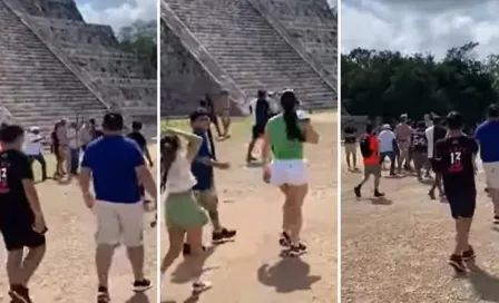 Chichén Itzá: Turista extranjero se sube a la Pirámide de Kukulcán y lo bajan a palazos