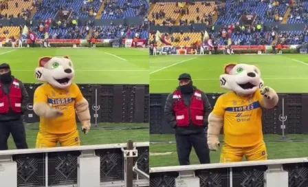 Mascota de Tigres hace señal inapropiada con las manos a la afición