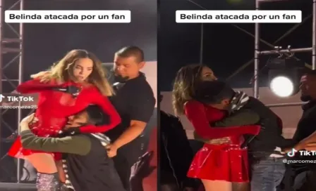 Belinda es sorprendida por fan y se lastima la espalda