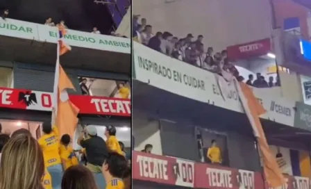 Aficionados de Rayados rompen lona del Estadio Universitario