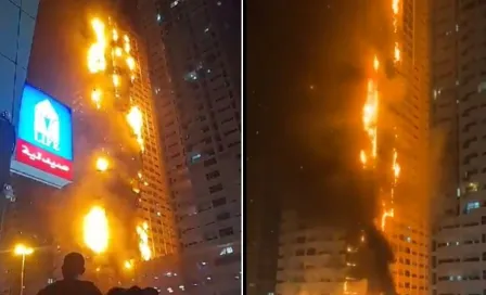 Se registra gran incendio en edificio residencial en Ajman, Emiratos Árabes