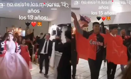 Quinceañera sorprende con una fiesta temática de los rojinegros del Atlas