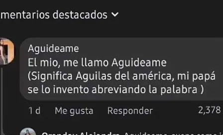 Joven se vuelve viral por su nombre en honor a las 'Águilas del América'