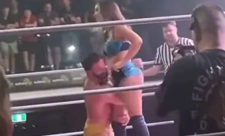 Luchador estadounidense intenta golpe bajo a gladiadora australiana y sale mal