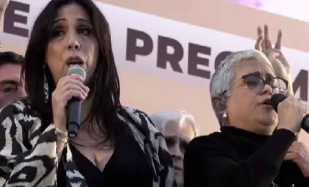 Eugenia León, la inseparable de AMLO, partició en el cierre de precampaña de Sheinbaum