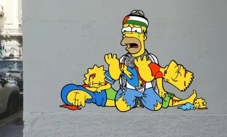 Los Simpson, versión palestinos, aparecen en un mural en Milán 