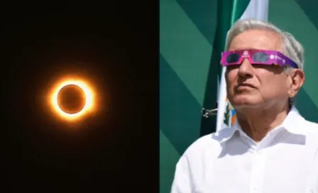 AMLO disfrutó del eclipse solar en Mazatlán, y para ello usó lentes especiales