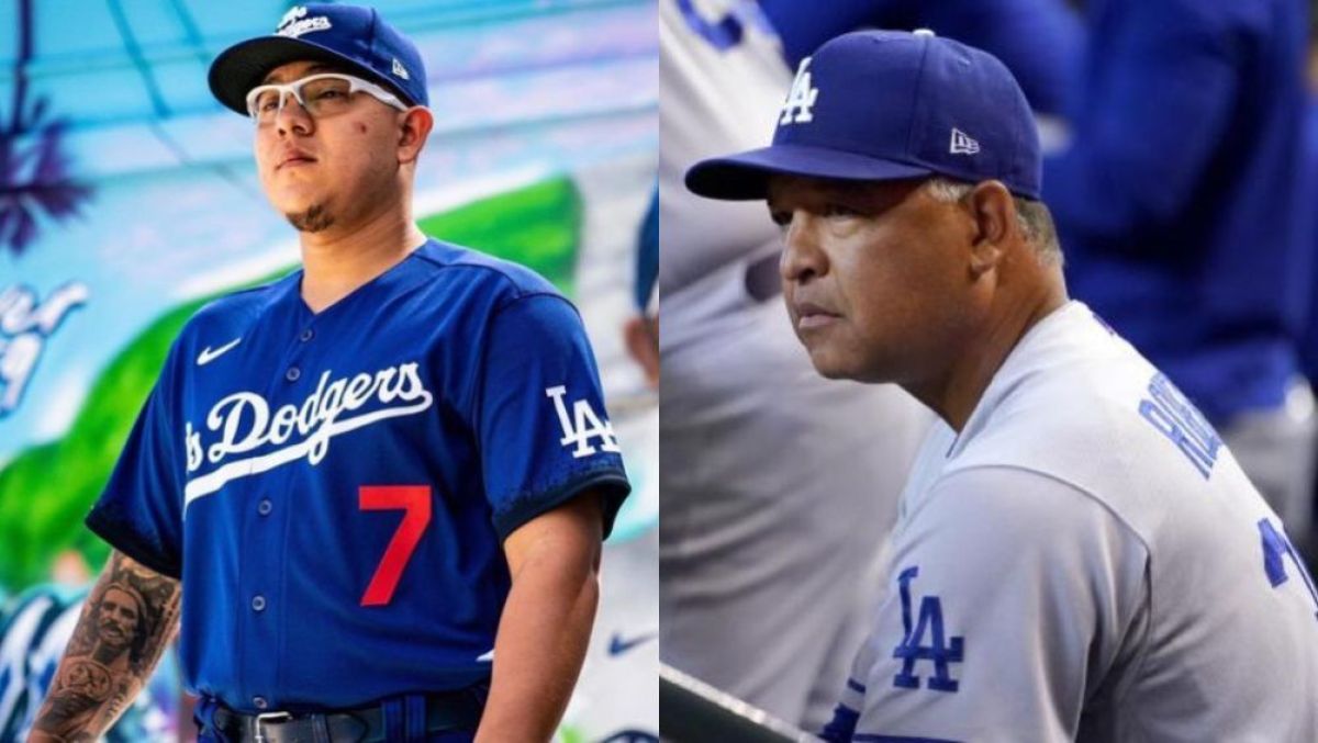 Julio Urias and Daisy Perez attend the Los Angeles Dodgers