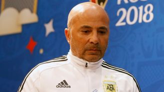 Jorge Sampaoli durante una conferencia de prensa